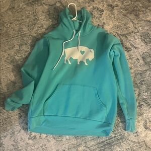 TOWNIE Turquoise BUFFALO Hoodie with White Drawstrings